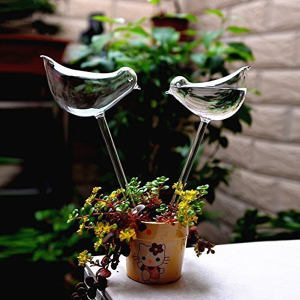 2pc Self-Watering Glass Birds