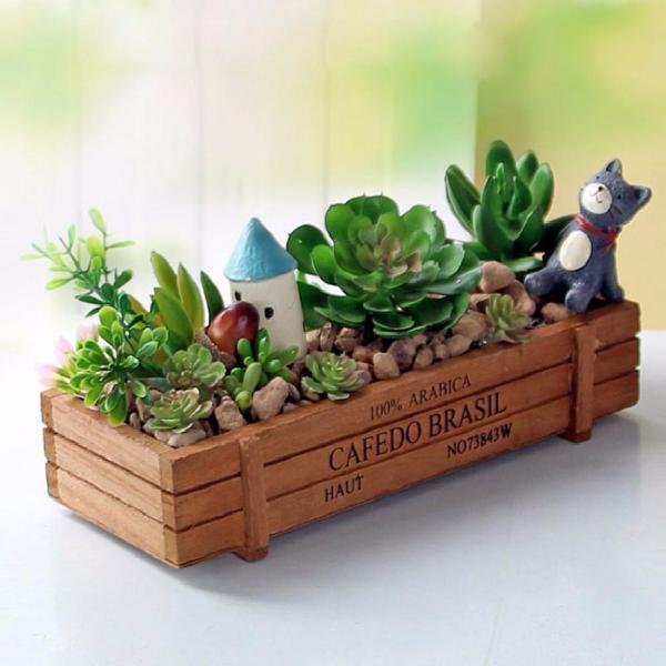 Retro Wooden Multifunctional Storage Box For Flowers