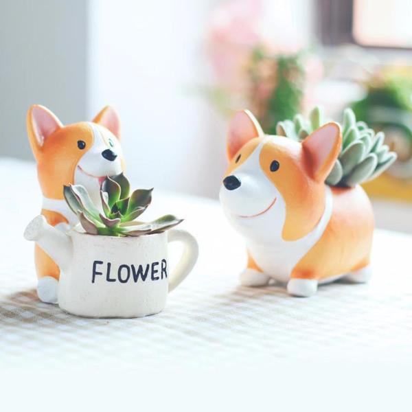 Mini Corgi Green/Flower pot