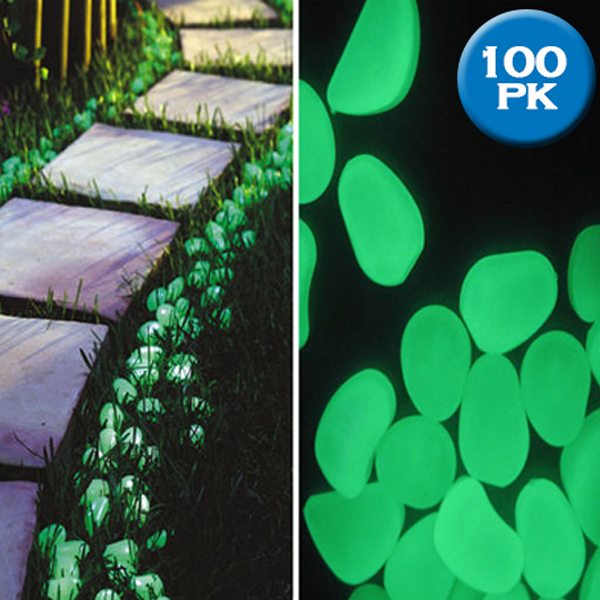 100 Glow in the Dark Pebbles for Walkways